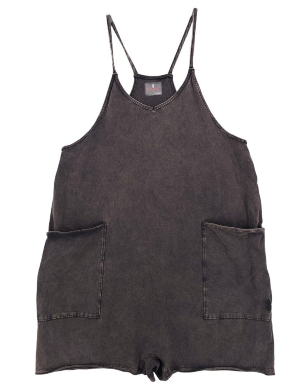 FREE PEOPLE Movement Hot Shot Romper Faded Gray Pockets Size MEDIUM